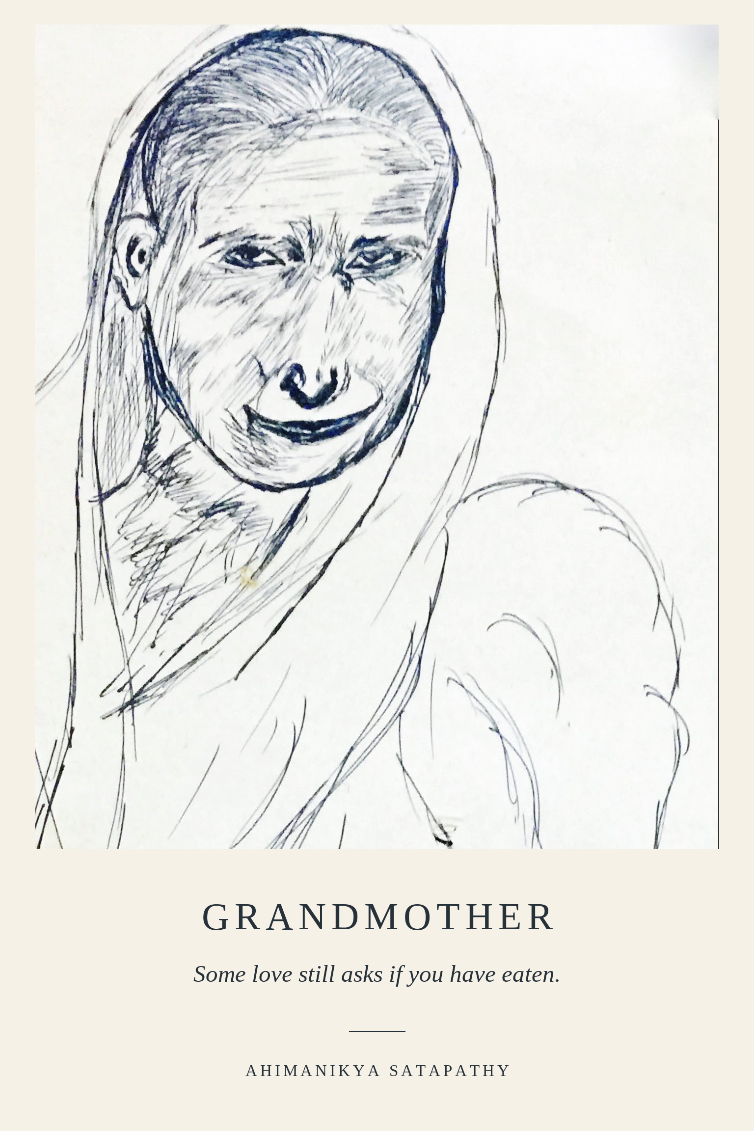 Grandmother, refined print of artwork by Ahimanikya Satapathy
